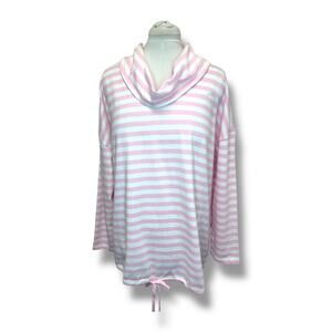 Kim Rogers Womens 3X Pink & White Striped Cowl Neck Top